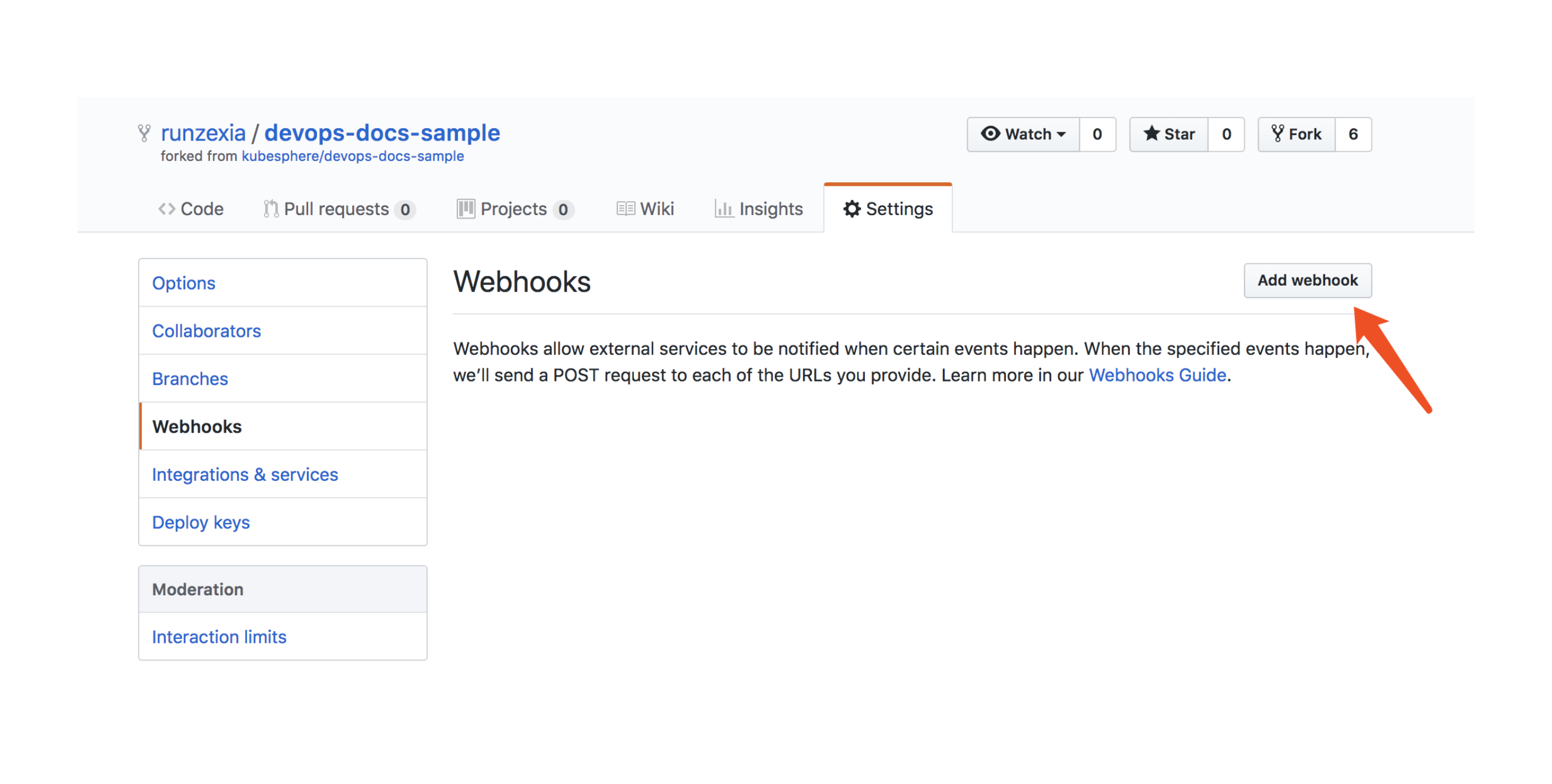 添加 GitHub Webhook